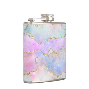 Petaca Bonito Pastel Agate   Vena acuarela Purpurina de o