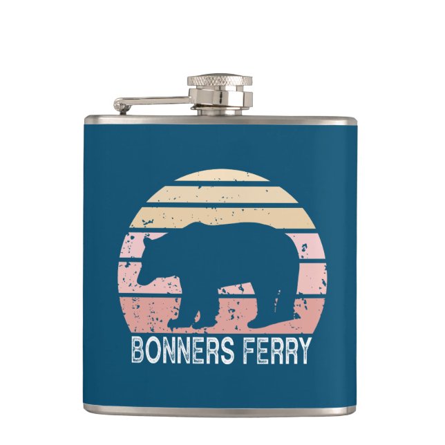 Petaca Bonners Ferry Idaho Retro Bear (Anverso)