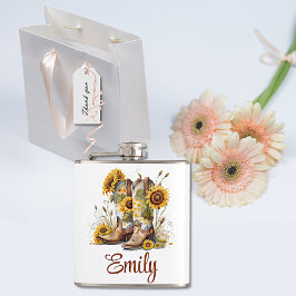 Petaca Boots y girasoles coloridos de gallina