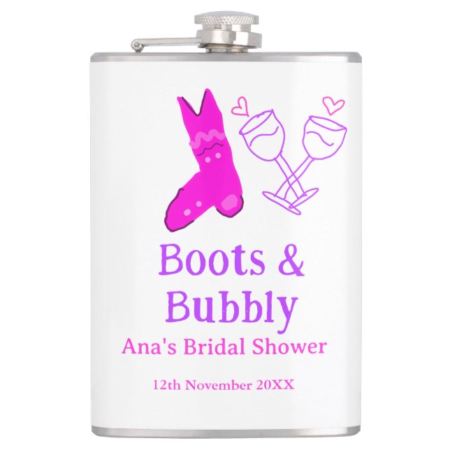 Petaca Botas y botella de champán burbujeante despedida d (Anverso)