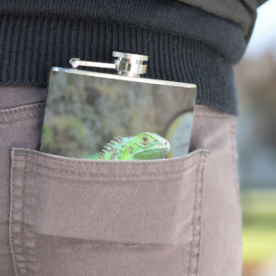 Petaca Botella de agua de acero inoxidable de iguana verd