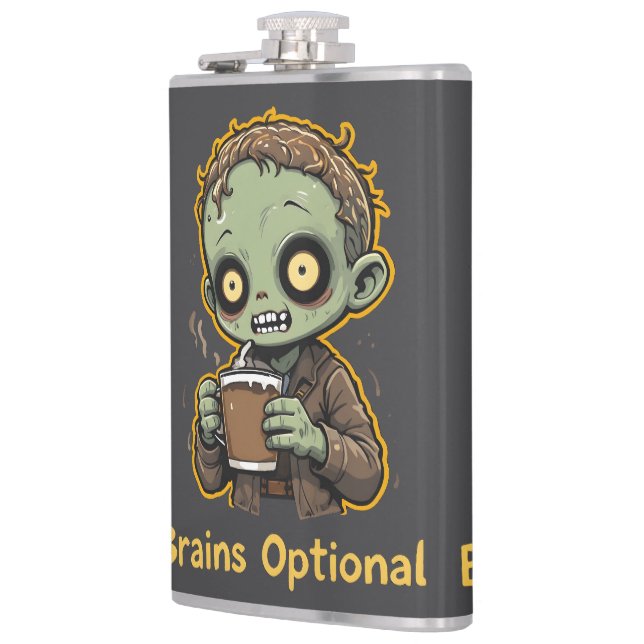 Petaca Brains Optional Zombie Coffee Funny Cute Undead  (Izquierda)