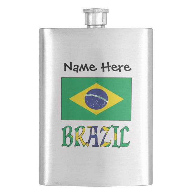 Petaca Brasil: Personalización negra de la bandera brasil (Anverso)