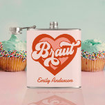 Petaca Braut Und Team Braut Bachelorette Retro Herz<br><div class="desc">Braut Und Team Braut Bachelorette Retro Herz Flask Flachmann</div>