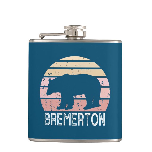 Petaca Bremerton Washington Retro Bear (Anverso)