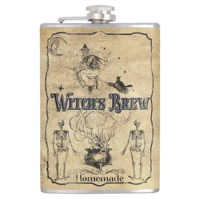 Petaca Brew de bruja - Humor gótico oscuro (Anverso)