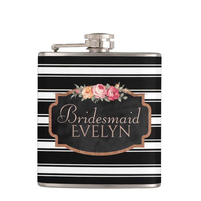 Petaca Bridesmaid floral personalizada | Carácter boda (Anverso)