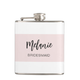 Petaca Bridesmaid Moderno Elegante Blanco Rosa