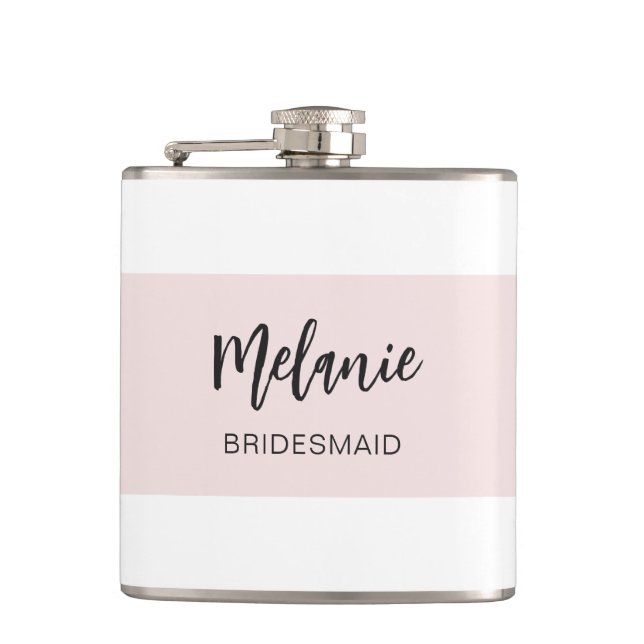Petaca Bridesmaid Moderno Elegante Blanco Rosa (Anverso)