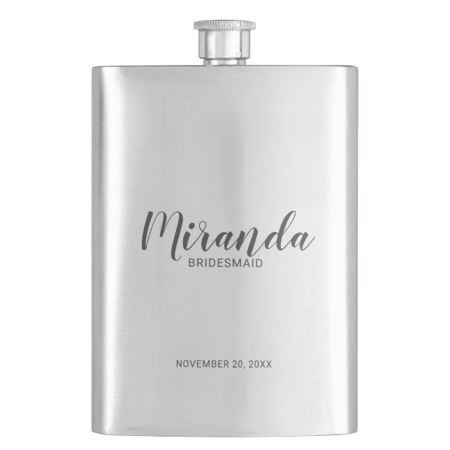 Petaca Bridesmaid personalizada de escritura moderna (Anverso)