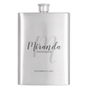 Petaca Bridesmaid personalizada de escritura moderna