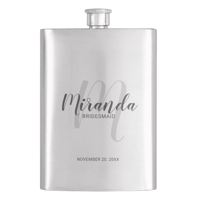 Petaca Bridesmaid personalizada de escritura moderna (Anverso)