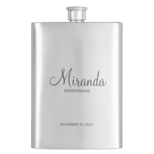 Petaca Bridesmaid personalizada de escritura moderna