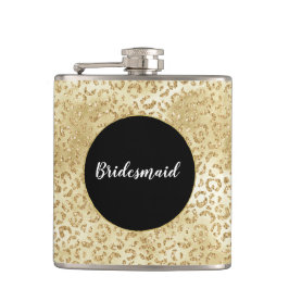 Petaca Brillo Dorado Estampado de Leopardo