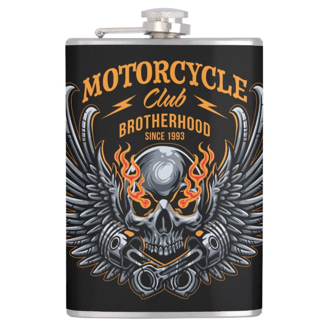 Petaca Brotherhood Motorcycle Club Skull and Wings (Anverso)