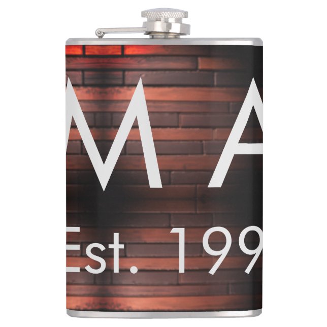 Petaca Brown rustic brick stone add name letter year date (Anverso)