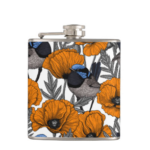 Petaca Brujas de hadas y flores de amapola naranja 2