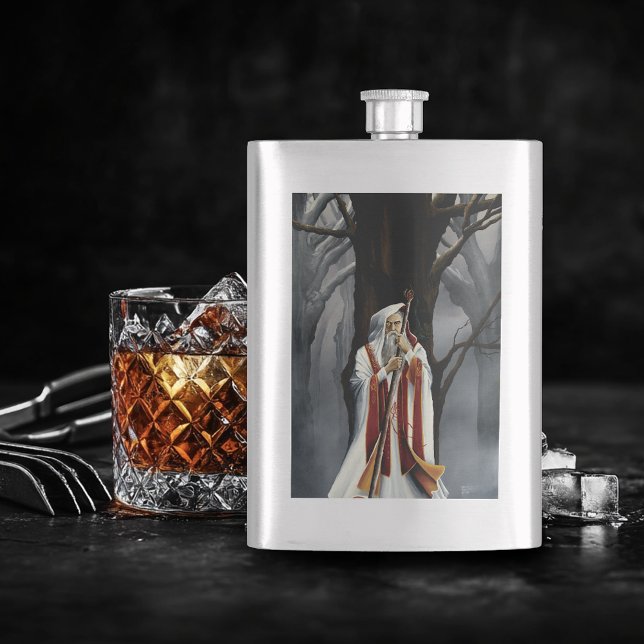 Petaca Brujo Blanco Místico Cuervo Árbol de Roble Fantasí (Subido por el creador)
