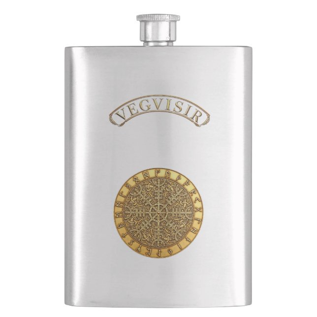 Petaca Brújula Dorada Vegvisir (Anverso)