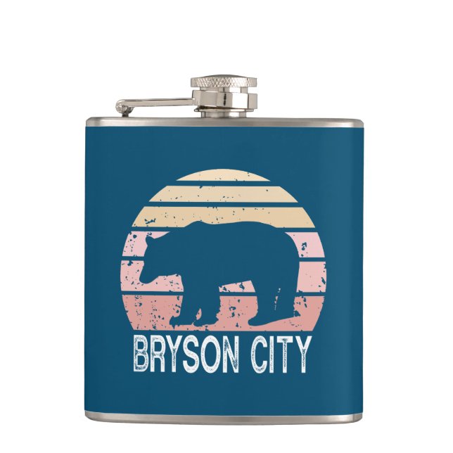 Petaca Bryson City North Carolina Retro Bear (Anverso)
