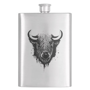 Petaca Búfalo Bison Wild Animal Nature Ilustracion Arte