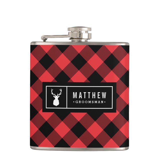 Petaca Buffalo Plaid Groomsman (Anverso)