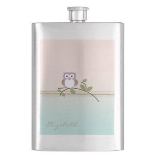 Petaca Búho adorable femenino personalizado