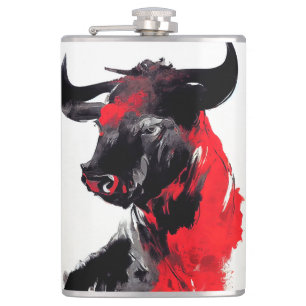 Petaca Bull Wild Nature Free Spirit Art Pintura de pincel