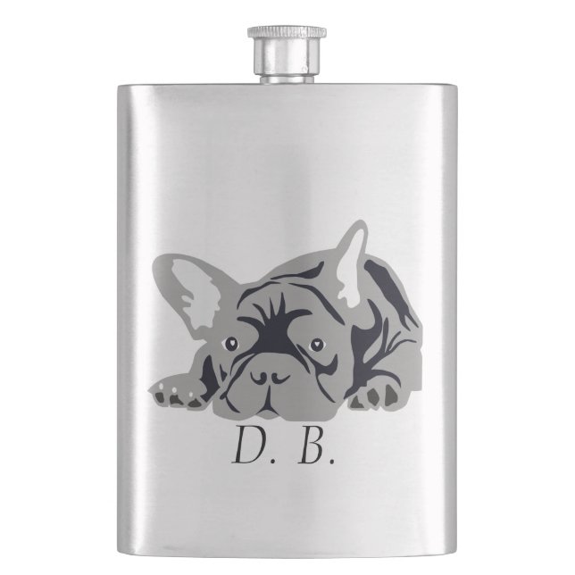 Petaca Bulldog Francés negro (Anverso)