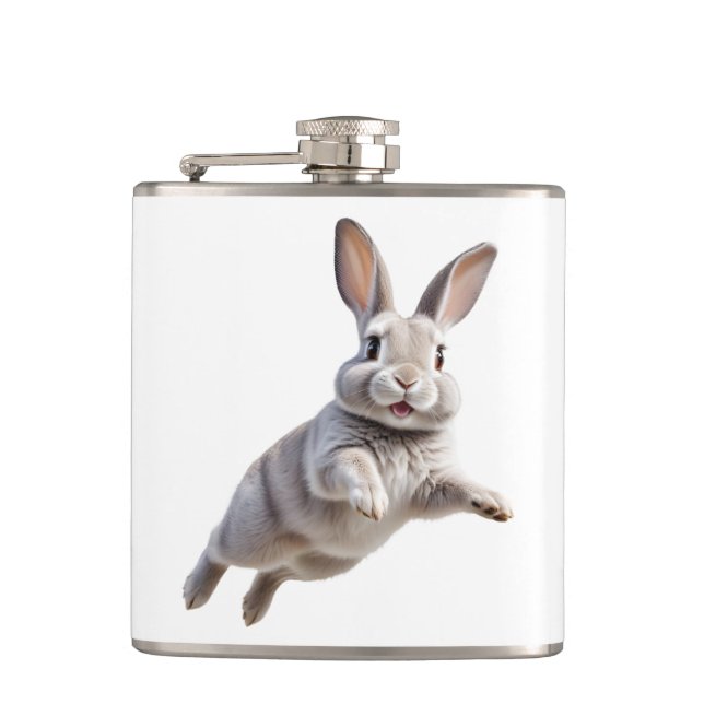 Petaca Bunny Happy Playful Jumping En El Conejo Aéreo (Anverso)