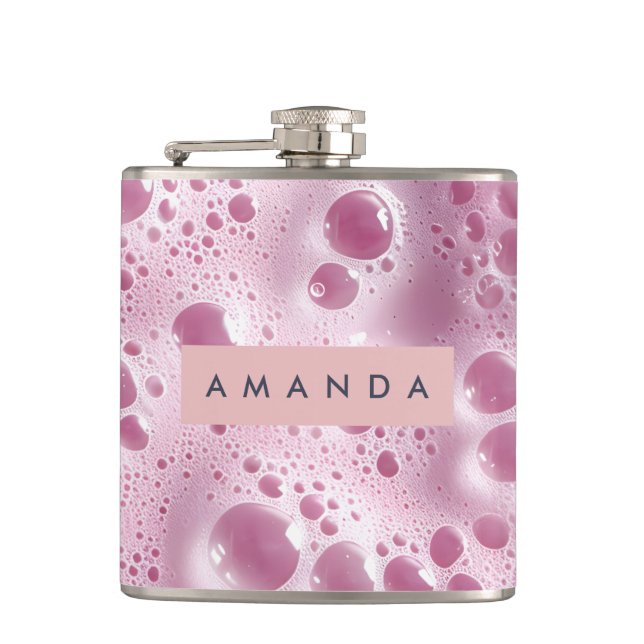 Petaca Burbuja Rosa Pastel Soñadora Personalizada (Anverso)
