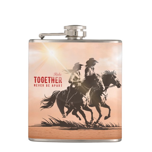 Petaca Cabalgando juntos- Una maravillosa vida Western (Anverso)