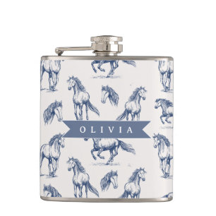 Petaca Caballo Azul Vintage Personalizado Clásico de Camp