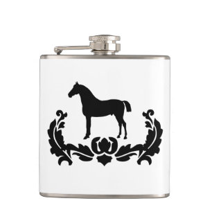 Petaca Caballo Damasco blanco y negro