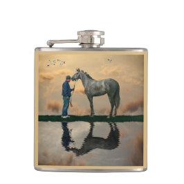 Petaca Caballo Gris Y Groom OTTB Beber Flask