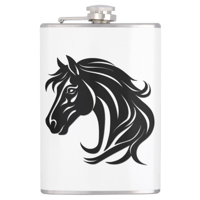 Petaca Cabeza de caballo negro magnífico (Anverso)