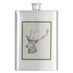 Petaca Cabeza de cerdo con anillos de arte blanco y negro