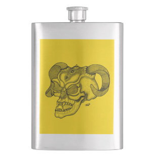 Petaca Cabeza de Diablo Calavera Diseño Negro y Amarillo