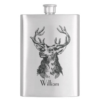 Petaca Cabeza de los machos de Mongram con los ciervos de