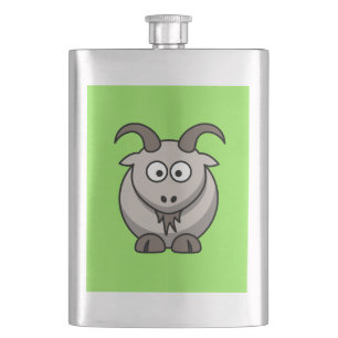 Petaca Cabra del dibujo animado en fondo verde claro
