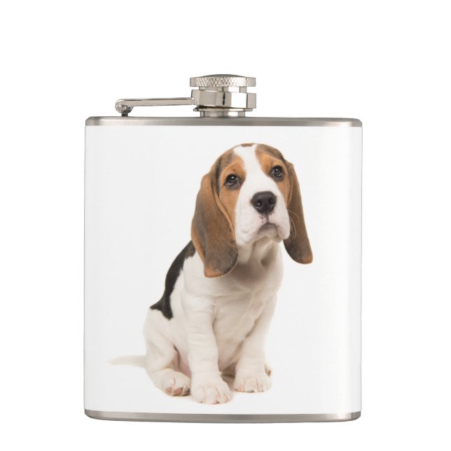 Petaca Cachorro Beagle Amor Azul Cielo (Anverso)
