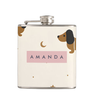 Petaca Cachorro Personalizado de Dachshund Marrón Adorabl