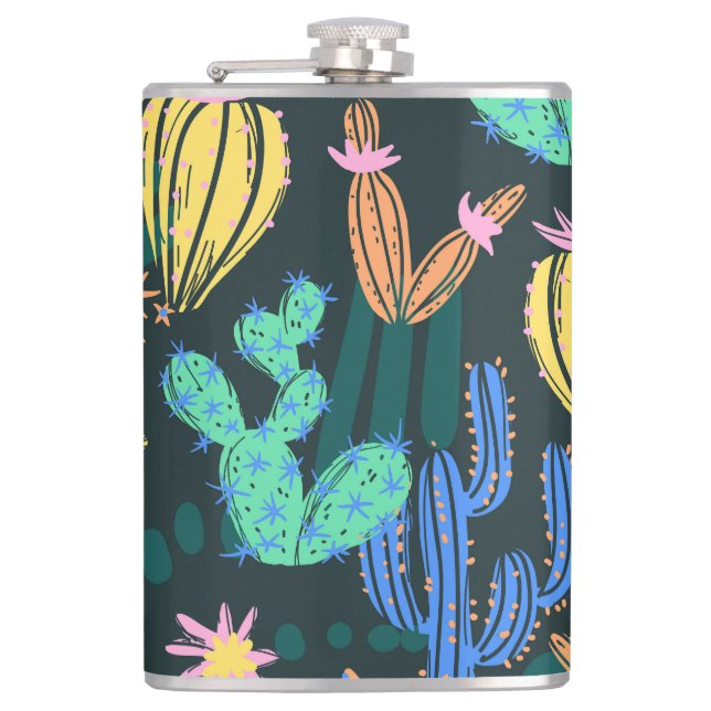 Petaca Cactus dibujado a mano: sin costuras escandinavas. (Anverso)