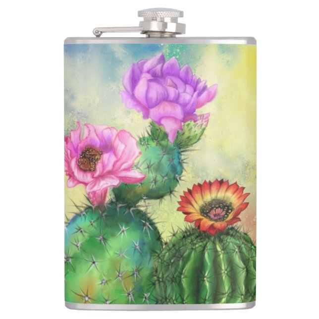 Petaca Cactus Flowers Flask (Anverso)