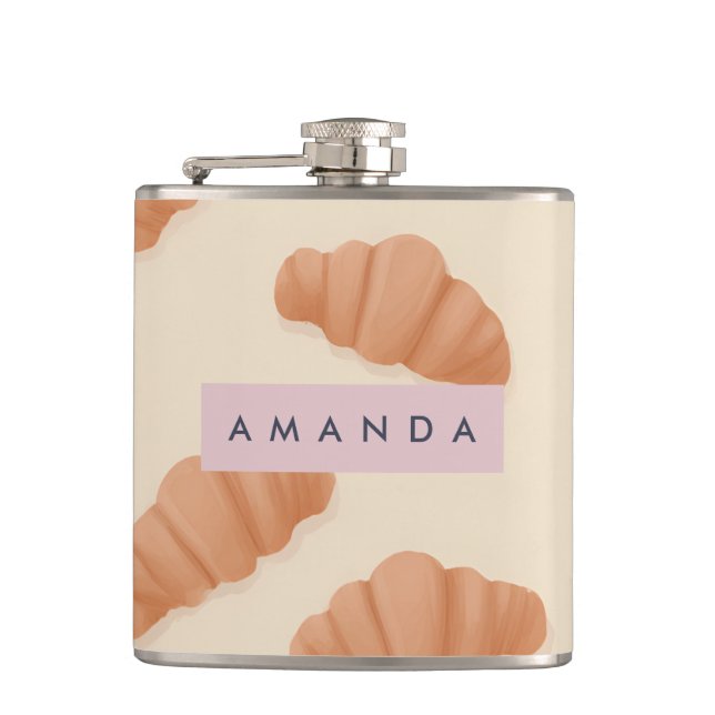 Petaca Café croissant Cute Pastel personalizado (Anverso)