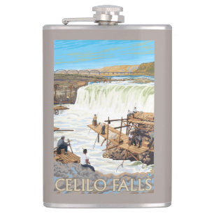 Petaca Caídas de Celilo que pescan el poster del viaje