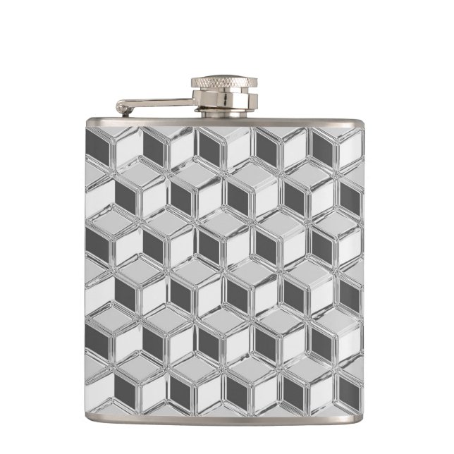 Petaca Cajas Chrome 3D - gris plateado (Anverso)