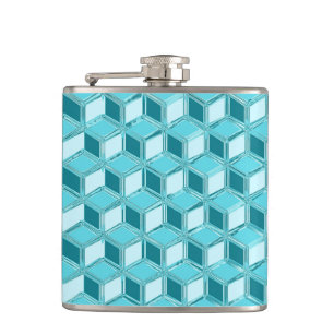Petaca Cajas cromadas 3d - turquesa / aqua