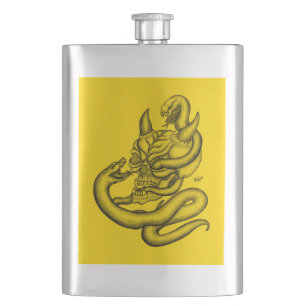 Petaca Calavera - Cabeza malvada con serpiente