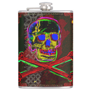 Petaca Calavera Cráneo Arte NFT pGeek Rojo Negro Azul